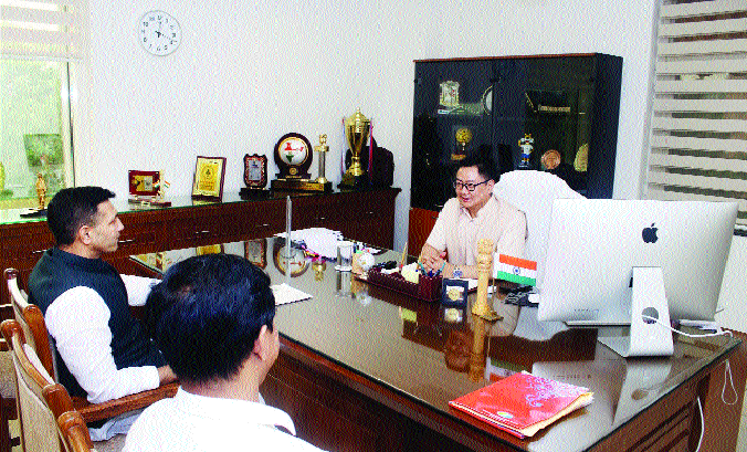 Minister Patwari Meets Union Minister Rijiju Seeks Aid To Develop Sports Infra The Hitavada