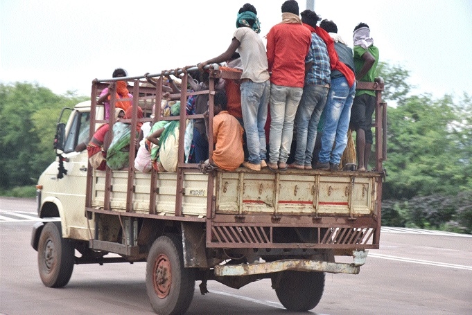 overloaded pickup vehicle