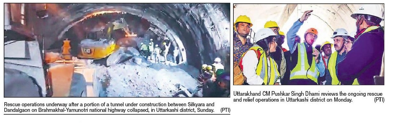 Uttarkashi Tunnel Collapse 40 Workers Trapped For 40 Hours The Hitavada