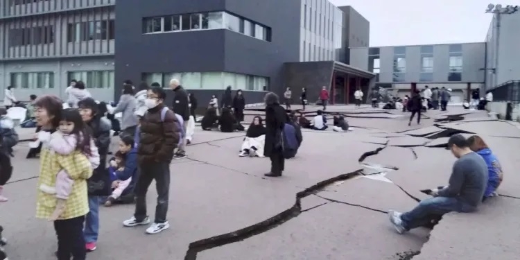 Cracks are seen on the ground