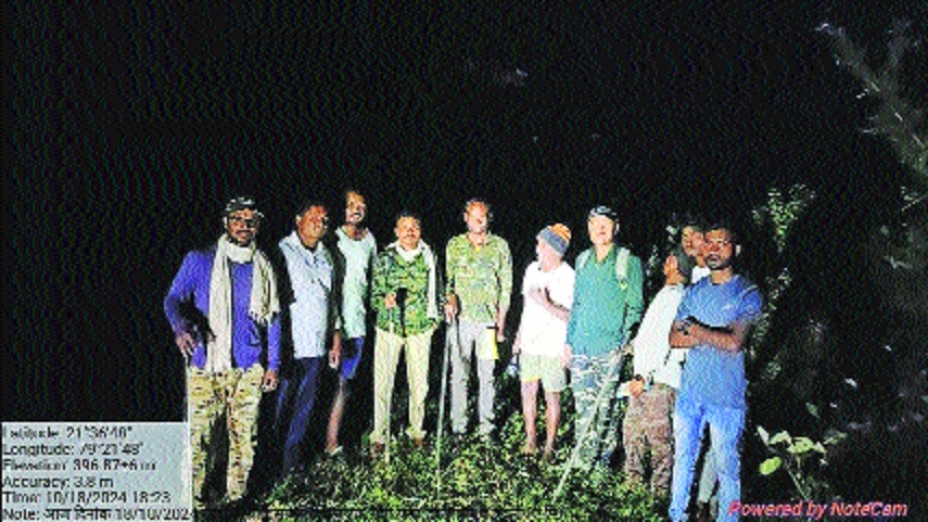 Foresters on night patrolling in forest