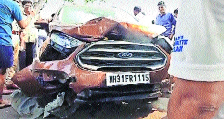 The mangled remains of the car after the incident