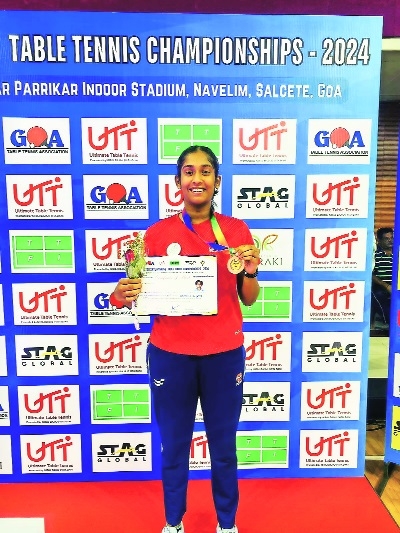 CITY’S table tennis prodigy Jennifer Varghese won a bronze medal in women’s category in UTT National Ranking Tournament underway in Goa on Monday. This is for the first time in that Jennifer has bagged a medal in women’s category at national level. She was the State champion in women’s category in 2023. After getting a first round bye, Jennifer got the better of Soumya Das, then Maharashtra duo of Pritha Vartikar and Suhana Saini to book a quarter-final date with Kaushani Nath of RSPB.