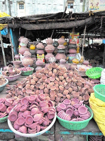 Diyas put up for sale at one of the shops