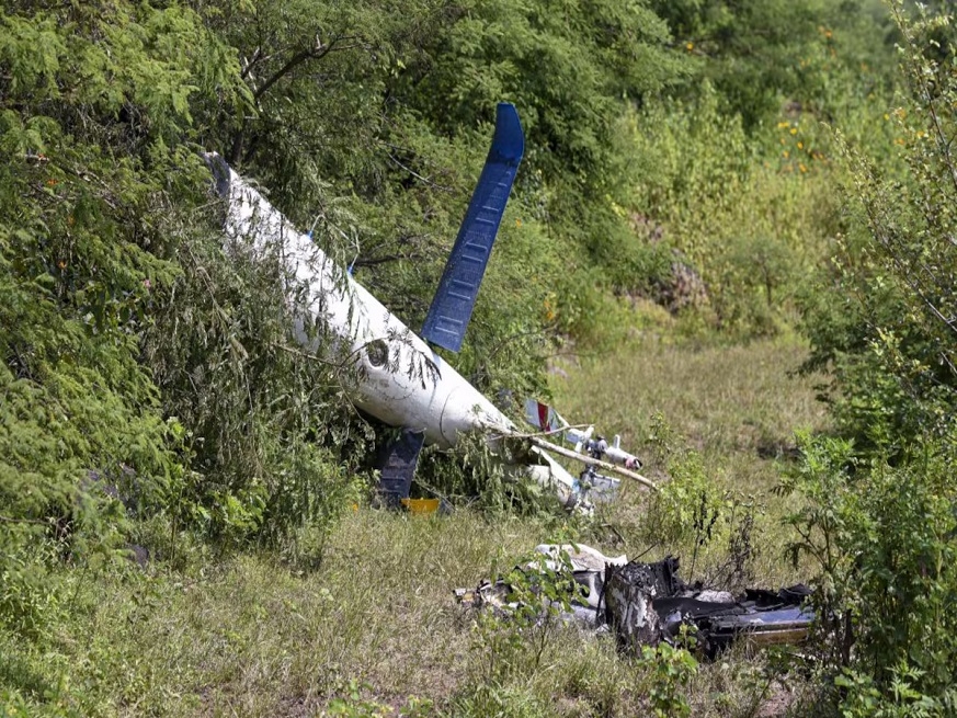 helicopter after it crashed at Bavdhan area