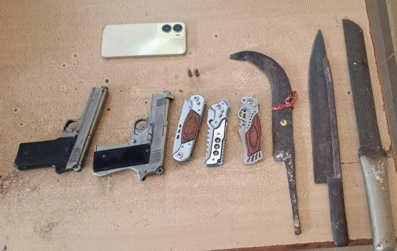 Lethal arms and weapons seized from the gangsters