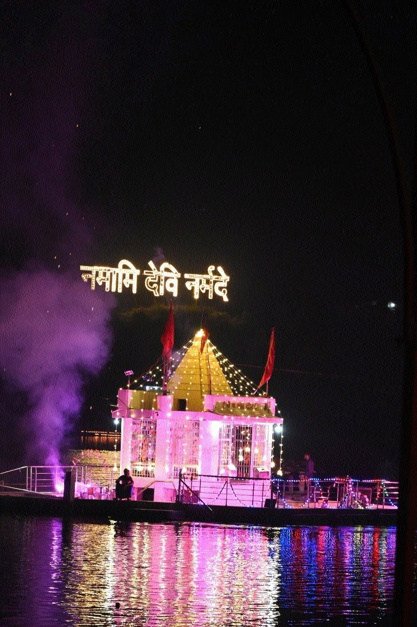 The temple of Maa Narmada decorated