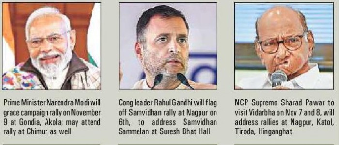 Modi, Rahul Gandhi, Pawar Star campaigners to address poll rallies in Vid this week