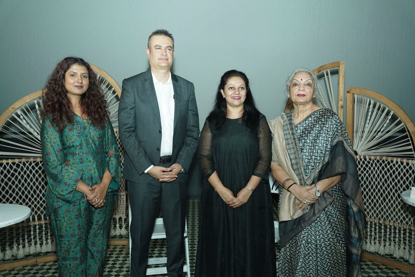 Writer Anurag Tripathi with Ehsaas Women Raipur Shrishti Trivedi Kirti Kirdatt and Kalpana Chaudhary