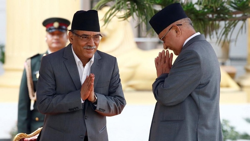 Prachanda with Sharma Oli