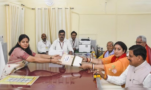 Rajnath SinghSmriti Irani files papers from Amethi