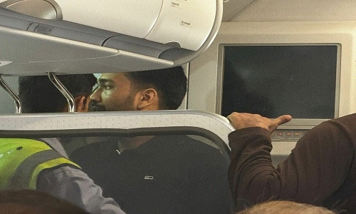 Passenger tries to open emergency door