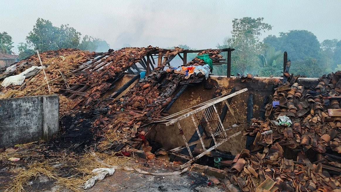 The charred house