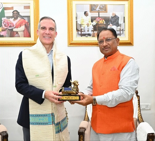 Chhattisgarh Chief Minister Vishnu Deo Sai presenting